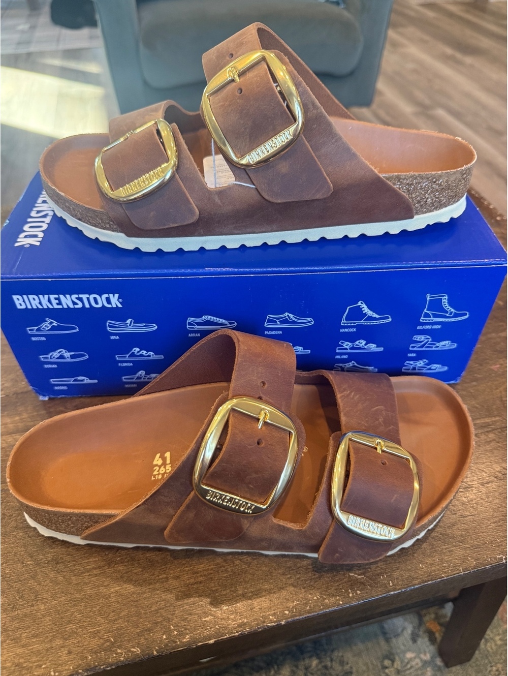 Birkenstock Arizona Brown Leather Slide Sandals Size 10